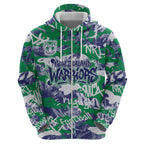 New Zealand Warriors Rugby Hoodie Graffiti Typography Urban Camo Abstract Street Style
