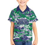 New Zealand Warriors Rugby Kid Hawaiian Shirt Graffiti Typography Urban Camo Abstract Street Style
