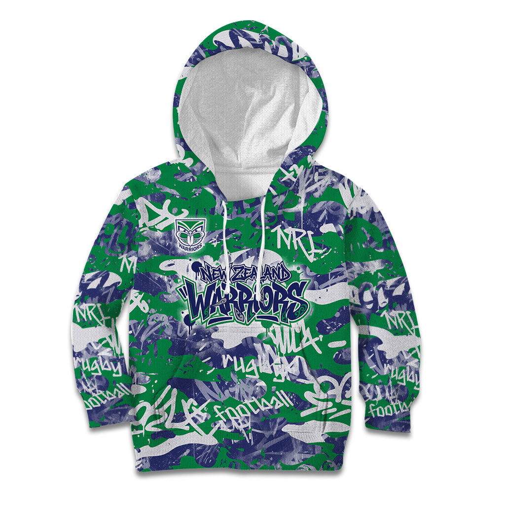New Zealand Warriors Rugby Kid Hoodie Graffiti Typography Urban Camo Abstract Street Style
