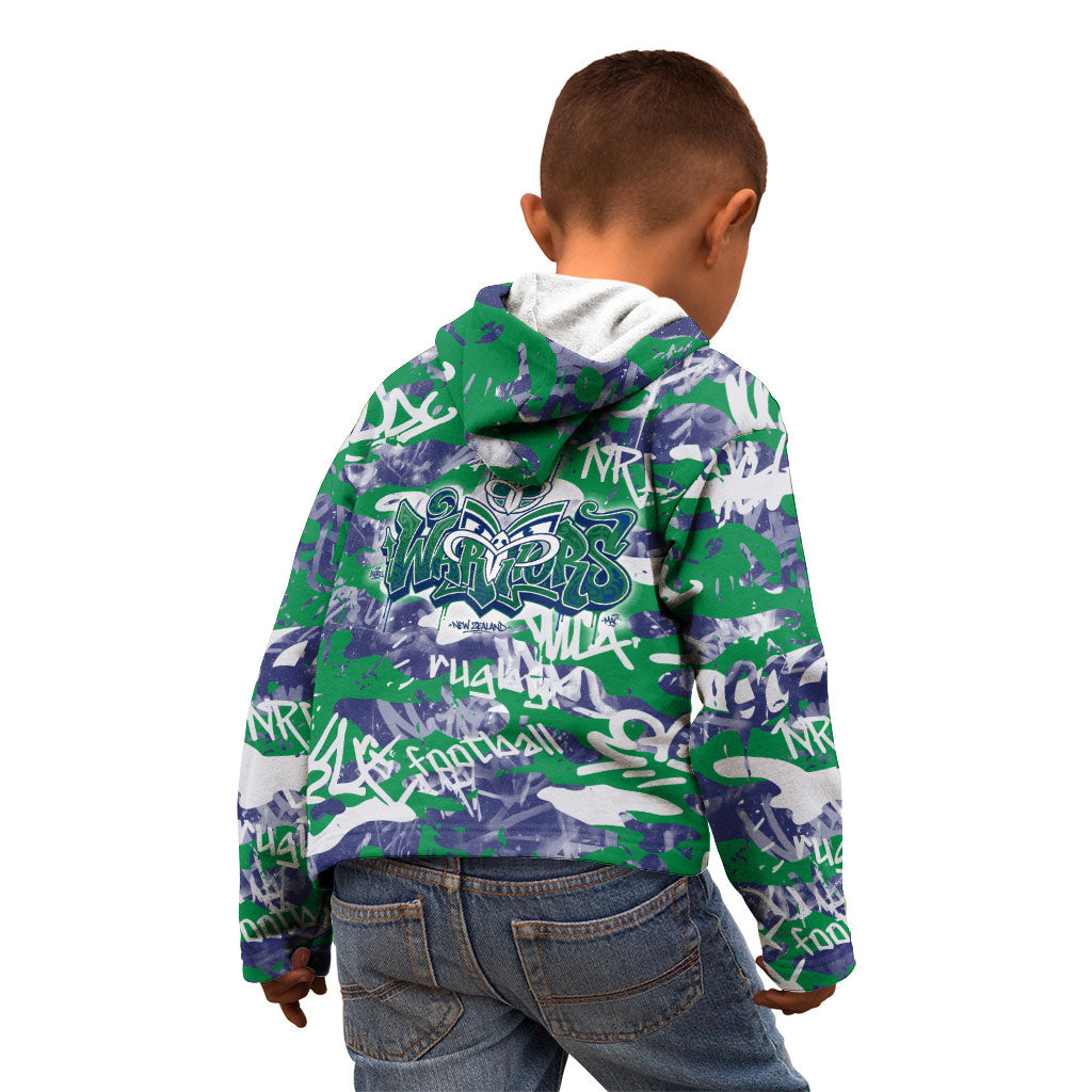 New Zealand Warriors Rugby Kid Hoodie Graffiti Typography Urban Camo Abstract Street Style