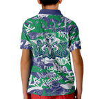 New Zealand Warriors Rugby Kid Polo Shirt Graffiti Typography Urban Camo Abstract Street Style