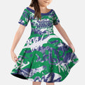 New Zealand Warriors Rugby Kid Short Sleeve Dress Graffiti Typography Urban Camo Abstract Street Style