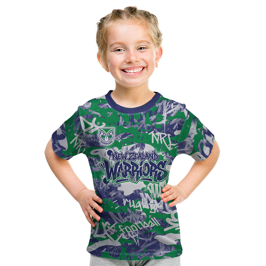 New Zealand Warriors Rugby Kid T Shirt Graffiti Typography Urban Camo Abstract Street Style