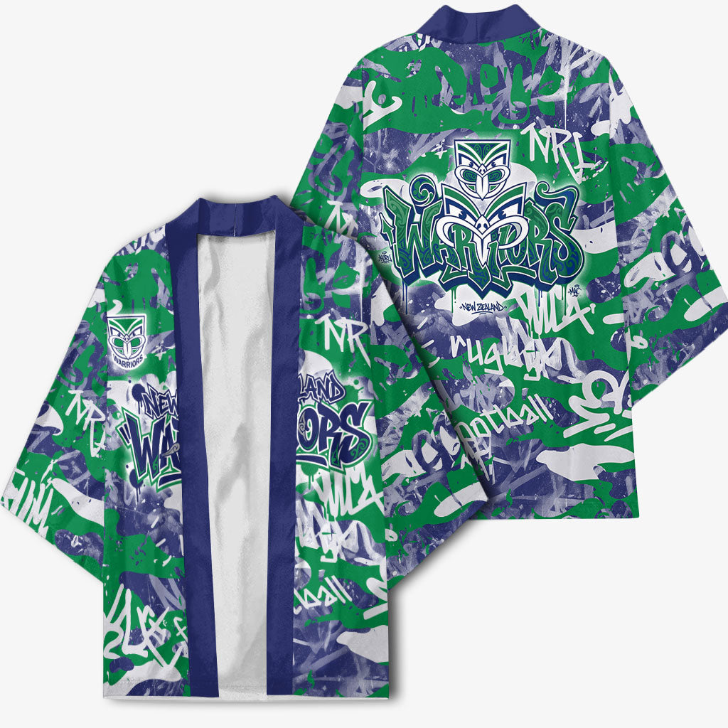 New Zealand Warriors Rugby Kimono Graffiti Typography Urban Camo Abstract Street Style