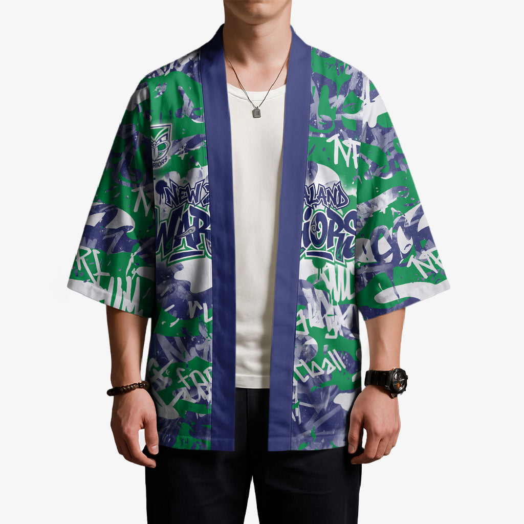 New Zealand Warriors Rugby Kimono Graffiti Typography Urban Camo Abstract Street Style