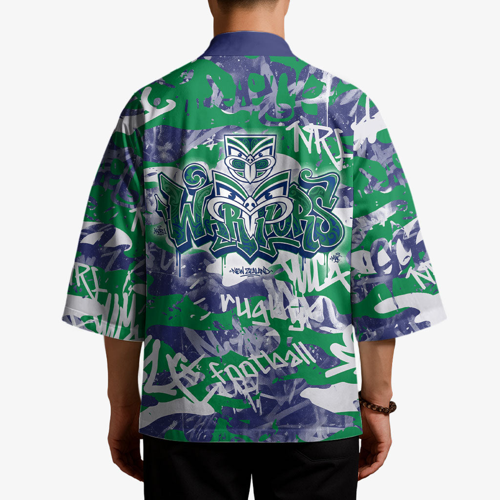 New Zealand Warriors Rugby Kimono Graffiti Typography Urban Camo Abstract Street Style
