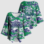 New Zealand Warriors Rugby Kimono Sleeve Blouse Graffiti Typography Urban Camo Abstract Street Style