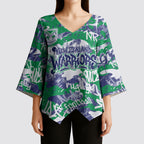 New Zealand Warriors Rugby Kimono Sleeve Blouse Graffiti Typography Urban Camo Abstract Street Style