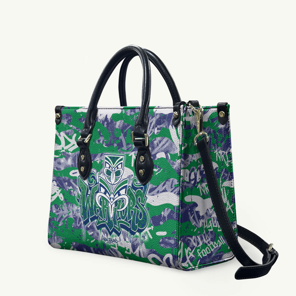 New Zealand Warriors Rugby Leather Bag Graffiti Typography Urban Camo Abstract Street Style