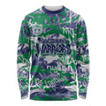 New Zealand Warriors Rugby Long Sleeve Shirt Graffiti Typography Urban Camo Abstract Street Style