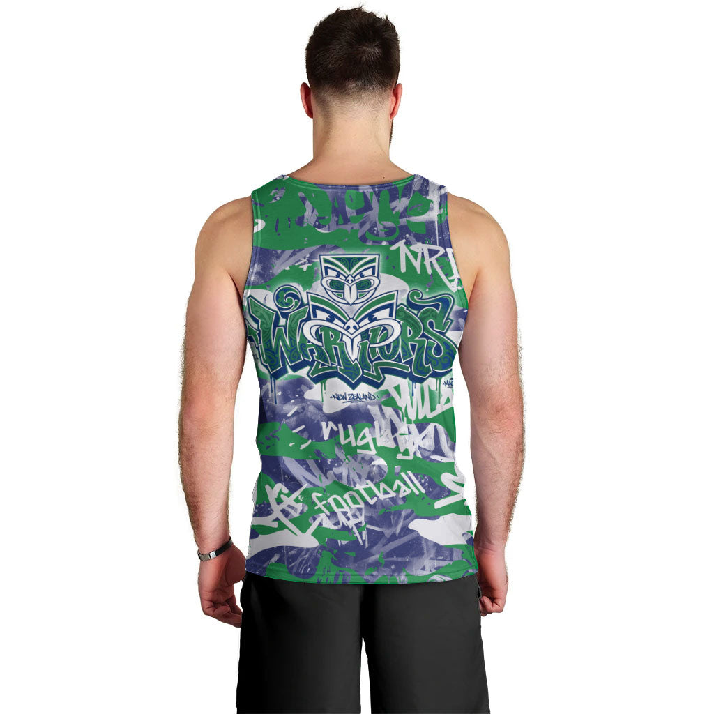 New Zealand Warriors Rugby Men Tank Top Graffiti Typography Urban Camo Abstract Street Style