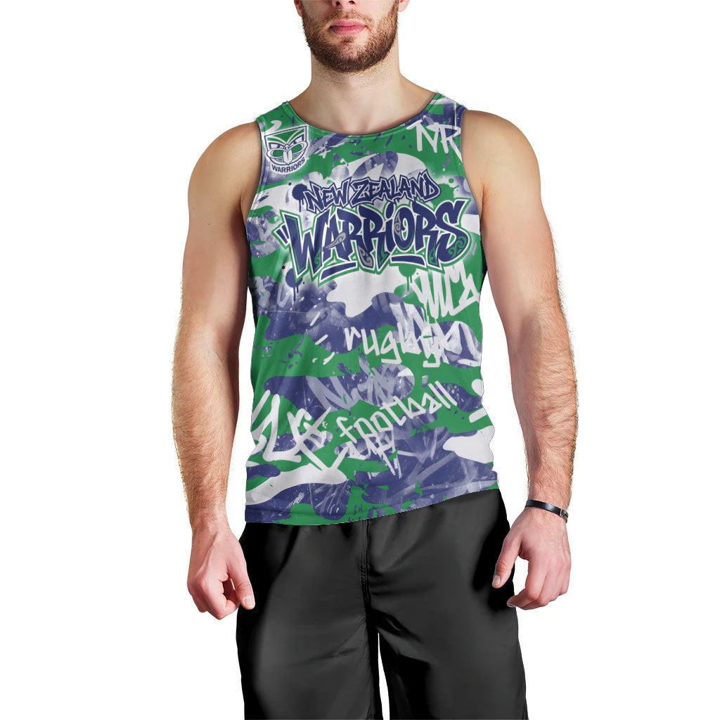 New Zealand Warriors Rugby Men Tank Top Graffiti Typography Urban Camo Abstract Street Style