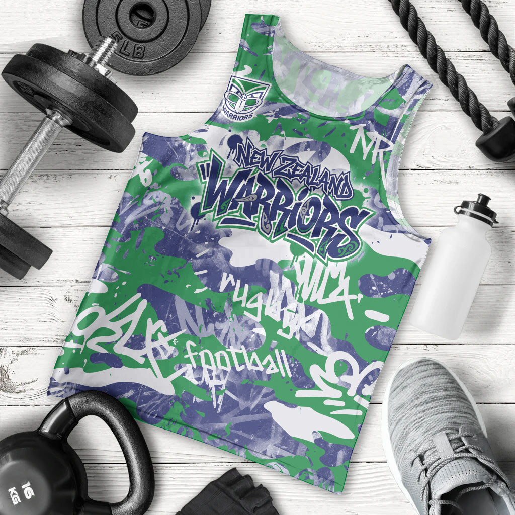 New Zealand Warriors Rugby Men Tank Top Graffiti Typography Urban Camo Abstract Street Style