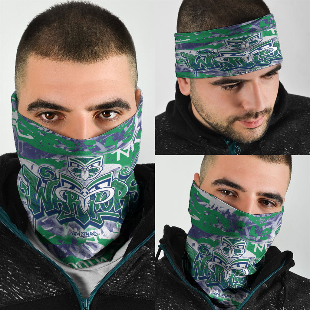 New Zealand Warriors Rugby Neck Gaiter Graffiti Typography Urban Camo Abstract Street Style