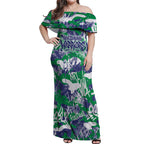 New Zealand Warriors Rugby Off Shoulder Maxi Dress Graffiti Typography Urban Camo Abstract Street Style
