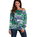 New Zealand Warriors Rugby Off Shoulder Sweater Graffiti Typography Urban Camo Abstract Street Style