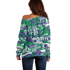 New Zealand Warriors Rugby Off Shoulder Sweater Graffiti Typography Urban Camo Abstract Street Style