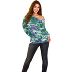 New Zealand Warriors Rugby Off Shoulder Sweater Graffiti Typography Urban Camo Abstract Street Style