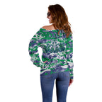 New Zealand Warriors Rugby Off Shoulder Sweater Graffiti Typography Urban Camo Abstract Street Style