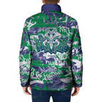 New Zealand Warriors Rugby Padded Jacket Graffiti Typography Urban Camo Abstract Street Style