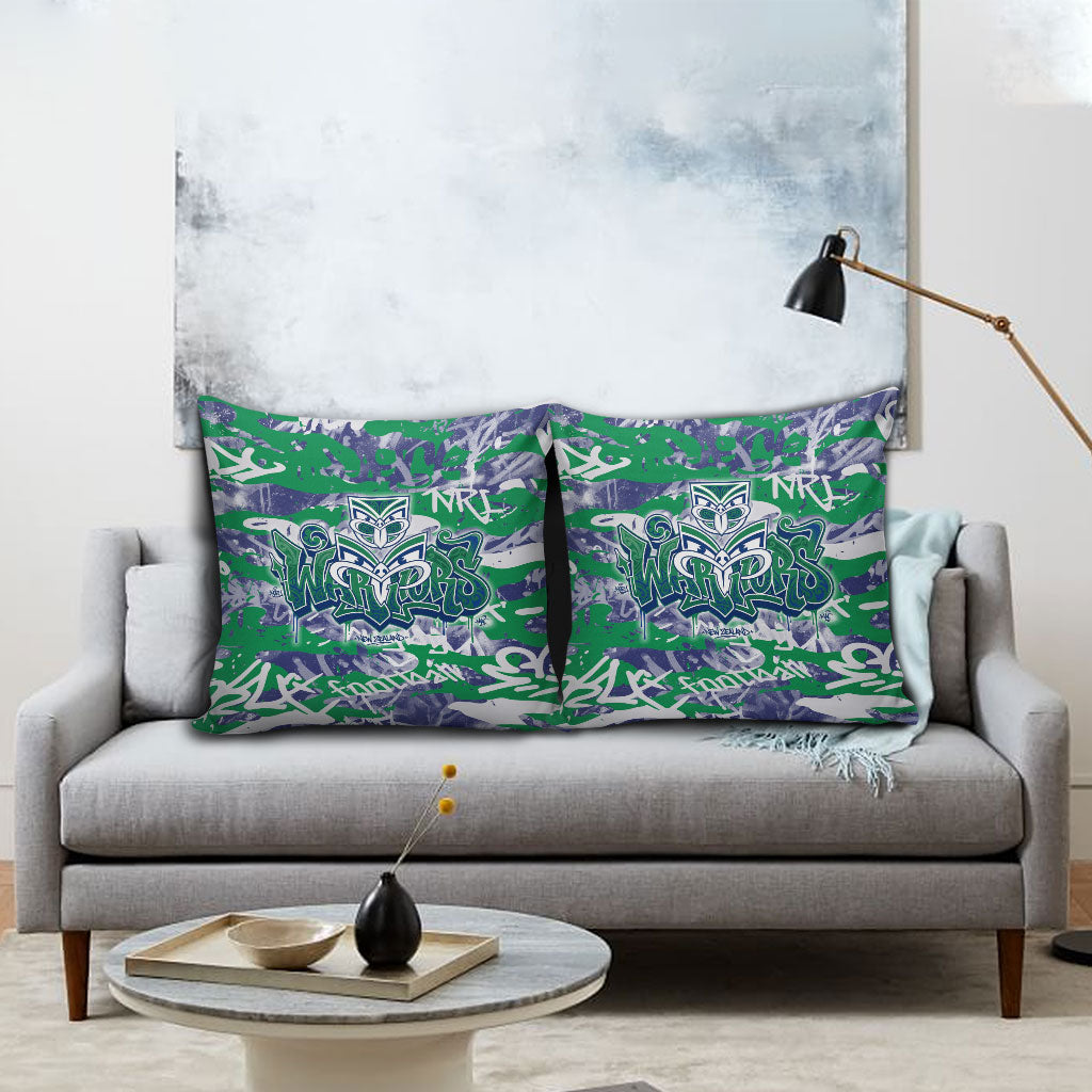 New Zealand Warriors Rugby Pillow Cover Graffiti Typography Urban Camo Abstract Street Style
