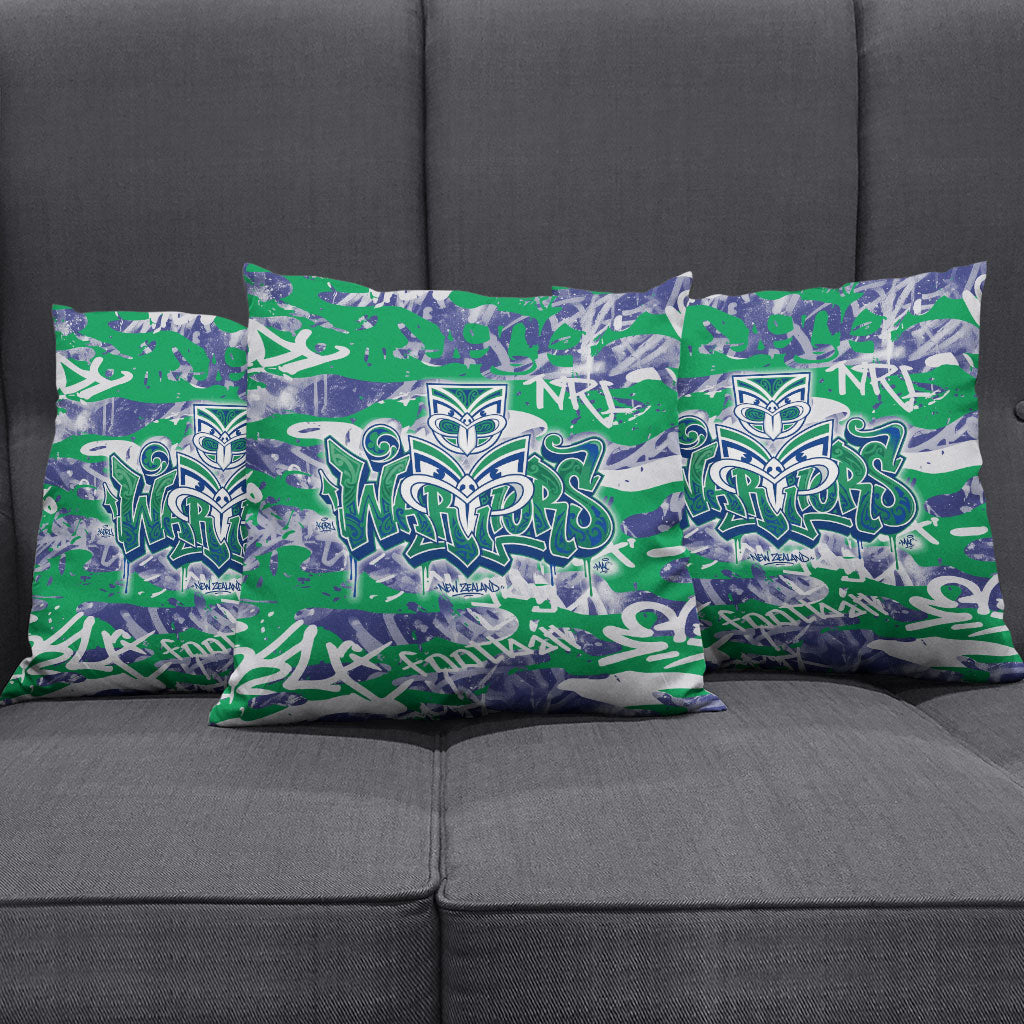 New Zealand Warriors Rugby Pillow Cover Graffiti Typography Urban Camo Abstract Street Style