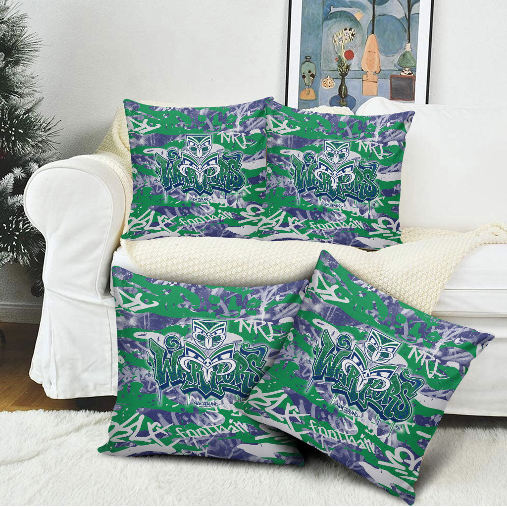 New Zealand Warriors Rugby Pillow Cover Graffiti Typography Urban Camo Abstract Street Style