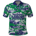 New Zealand Warriors Rugby Polo Shirt Graffiti Typography Urban Camo Abstract Street Style