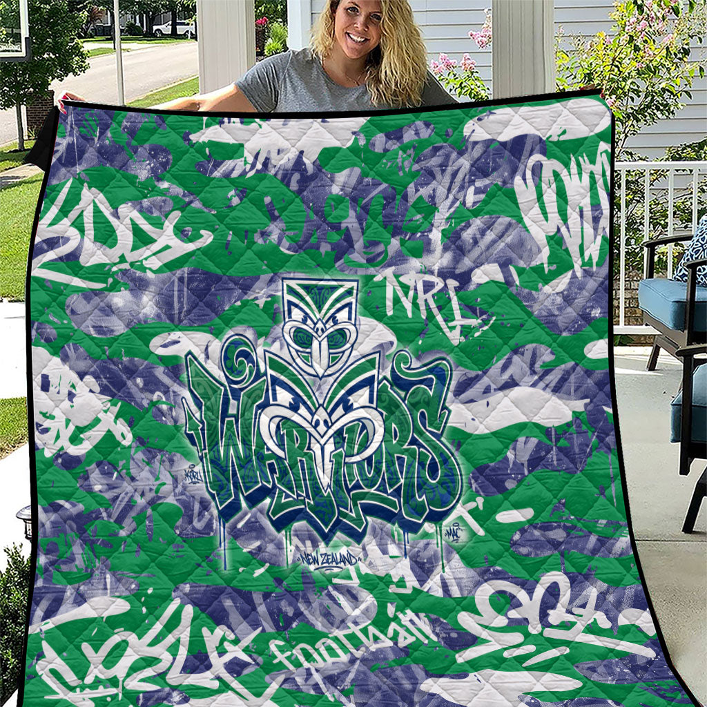 New Zealand Warriors Rugby Quilt Graffiti Typography Urban Camo Abstract Street Style