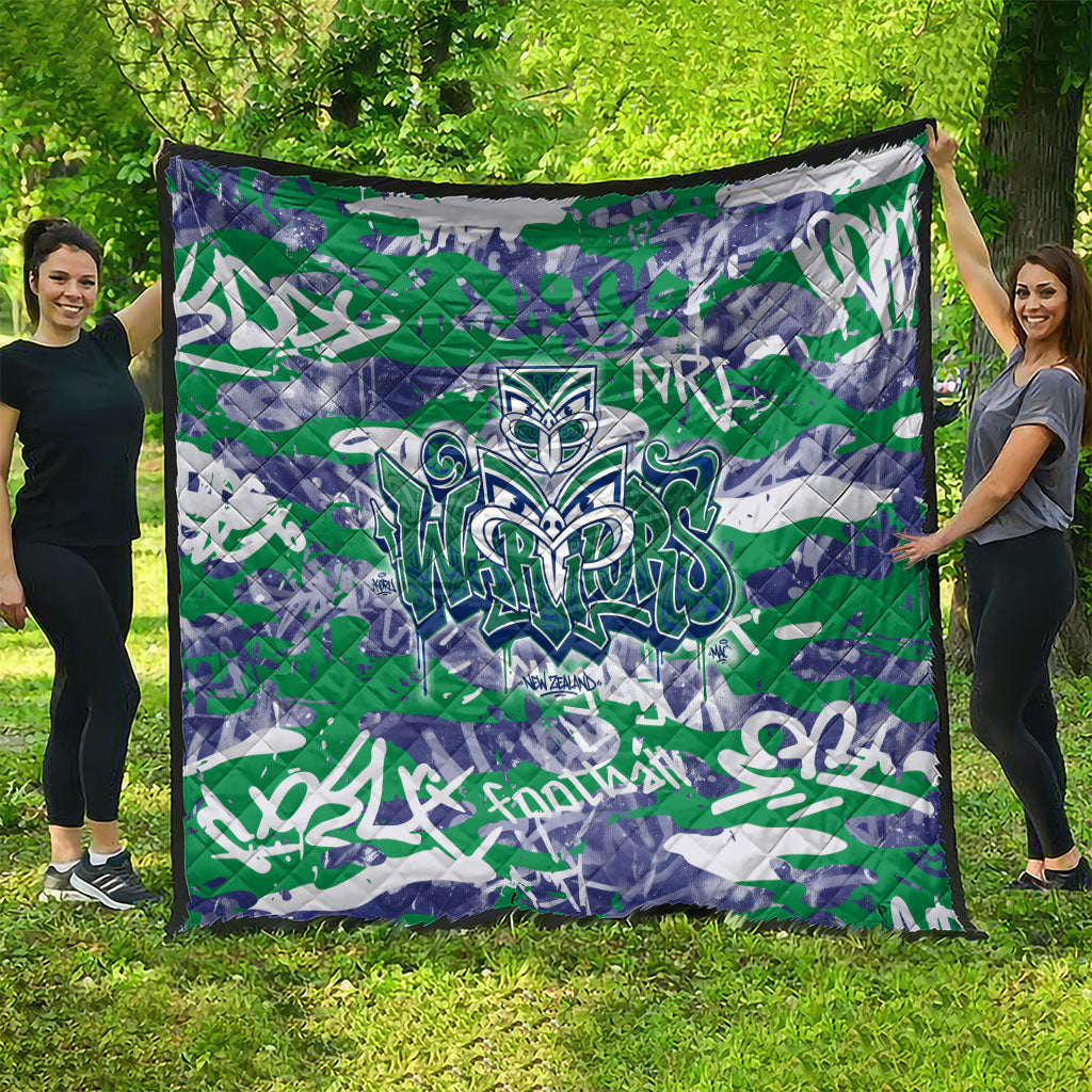 New Zealand Warriors Rugby Quilt Graffiti Typography Urban Camo Abstract Street Style