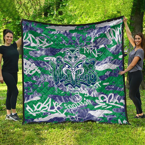 New Zealand Warriors Rugby Quilt Graffiti Typography Urban Camo Abstract Street Style
