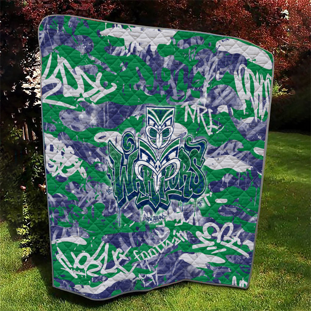 New Zealand Warriors Rugby Quilt Graffiti Typography Urban Camo Abstract Street Style