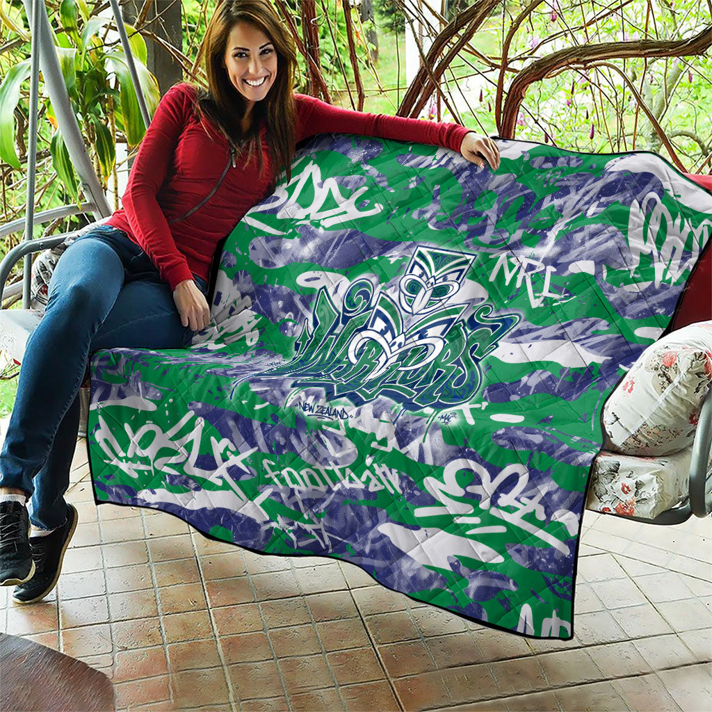 New Zealand Warriors Rugby Quilt Graffiti Typography Urban Camo Abstract Street Style