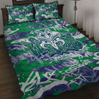 New Zealand Warriors Rugby Quilt Bed Set Graffiti Typography Urban Camo Abstract Street Style