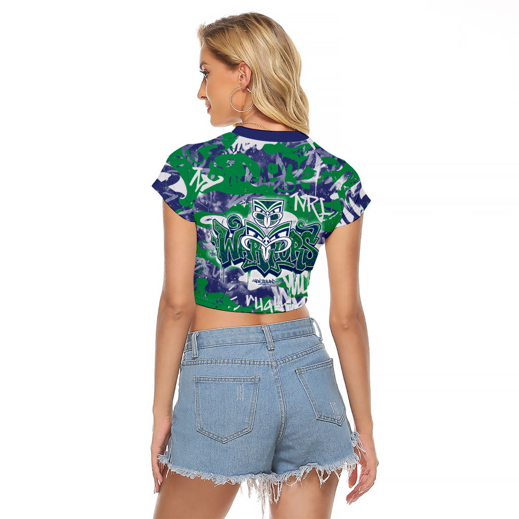 New Zealand Warriors Rugby Raglan Cropped T Shirt Graffiti Typography Urban Camo Abstract Street Style