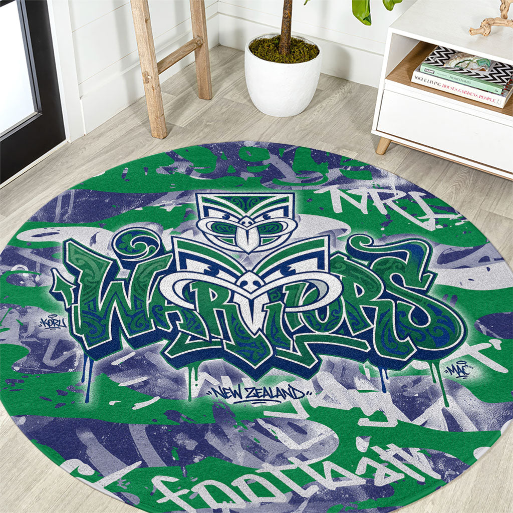 New Zealand Warriors Rugby Round Carpet Graffiti Typography Urban Camo Abstract Street Style