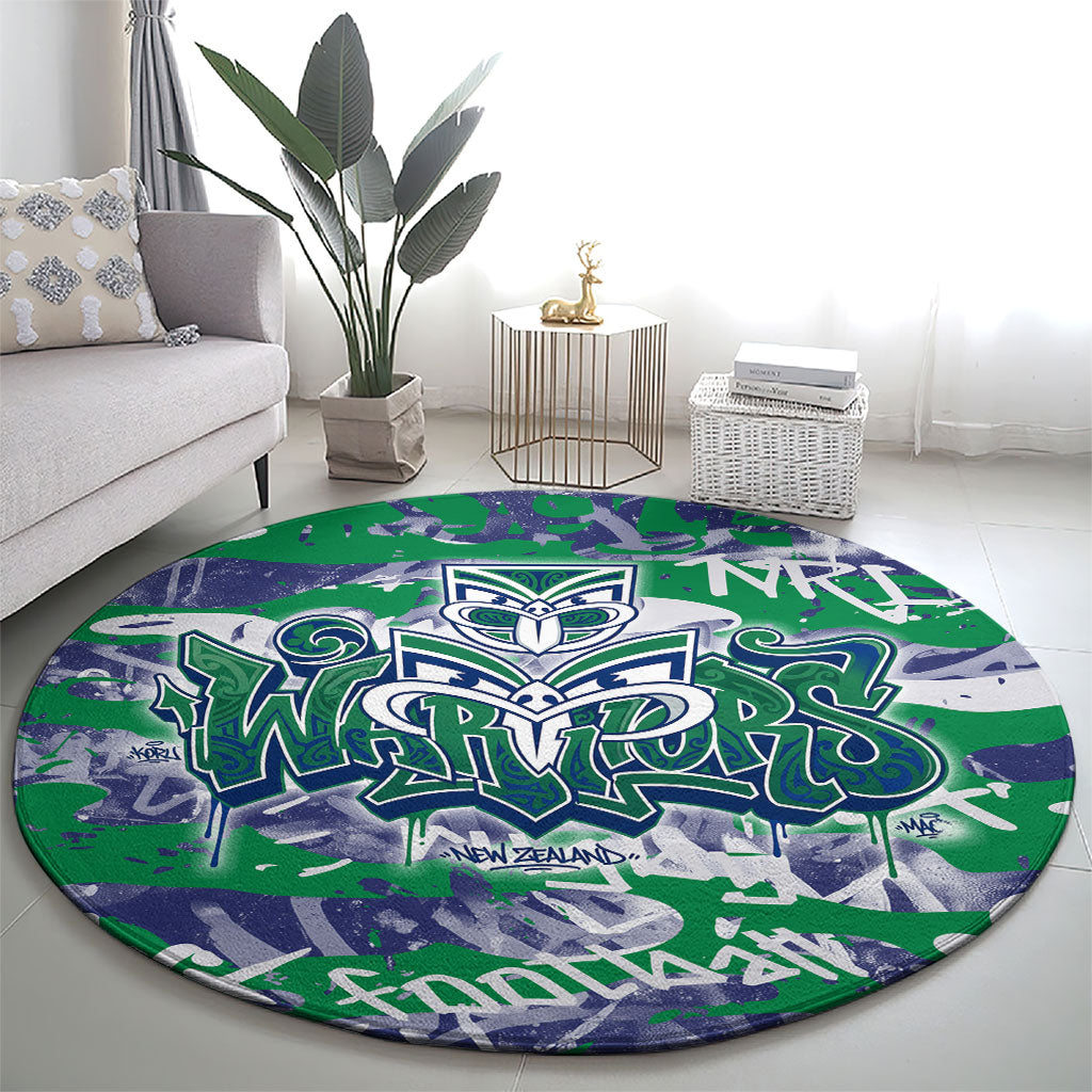 New Zealand Warriors Rugby Round Carpet Graffiti Typography Urban Camo Abstract Street Style