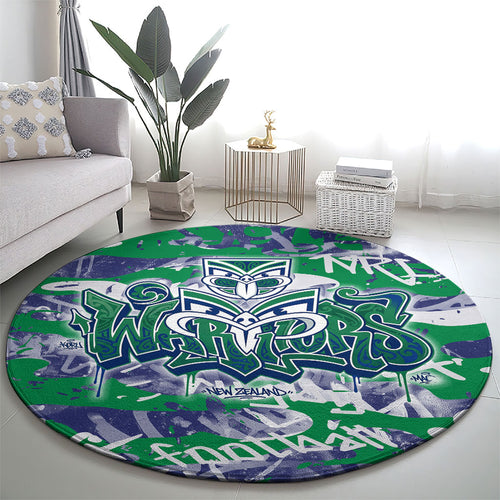 New Zealand Warriors Rugby Round Carpet Graffiti Typography Urban Camo Abstract Street Style