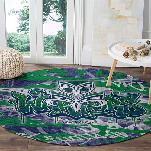 New Zealand Warriors Rugby Round Carpet Graffiti Typography Urban Camo Abstract Street Style