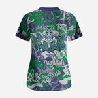 New Zealand Warriors Rugby Scrub Top Graffiti Typography Urban Camo Abstract Street Style