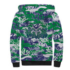 New Zealand Warriors Rugby Sherpa Hoodie Graffiti Typography Urban Camo Abstract Street Style