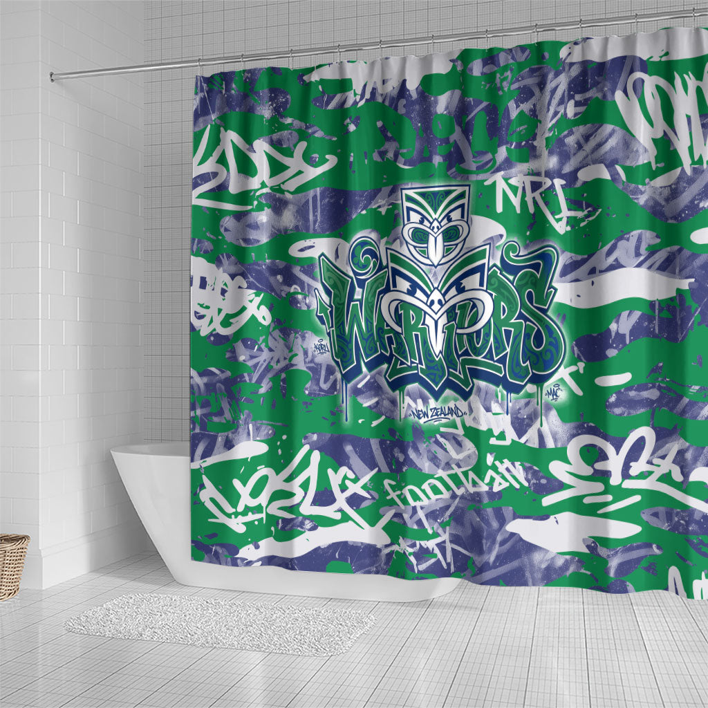 New Zealand Warriors Rugby Shower Curtain Graffiti Typography Urban Camo Abstract Street Style