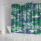 New Zealand Warriors Rugby Shower Curtain Graffiti Typography Urban Camo Abstract Street Style