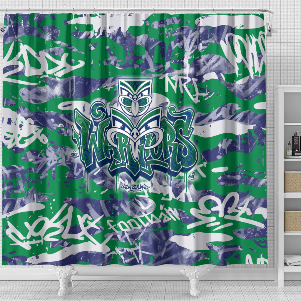 New Zealand Warriors Rugby Shower Curtain Graffiti Typography Urban Camo Abstract Street Style