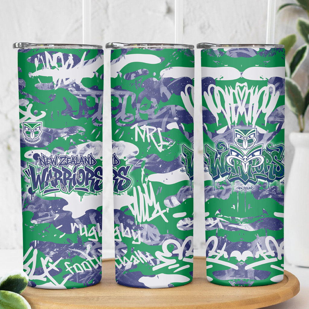 New Zealand Warriors Rugby Skinny Tumbler Graffiti Typography Urban Camo Abstract Street Style