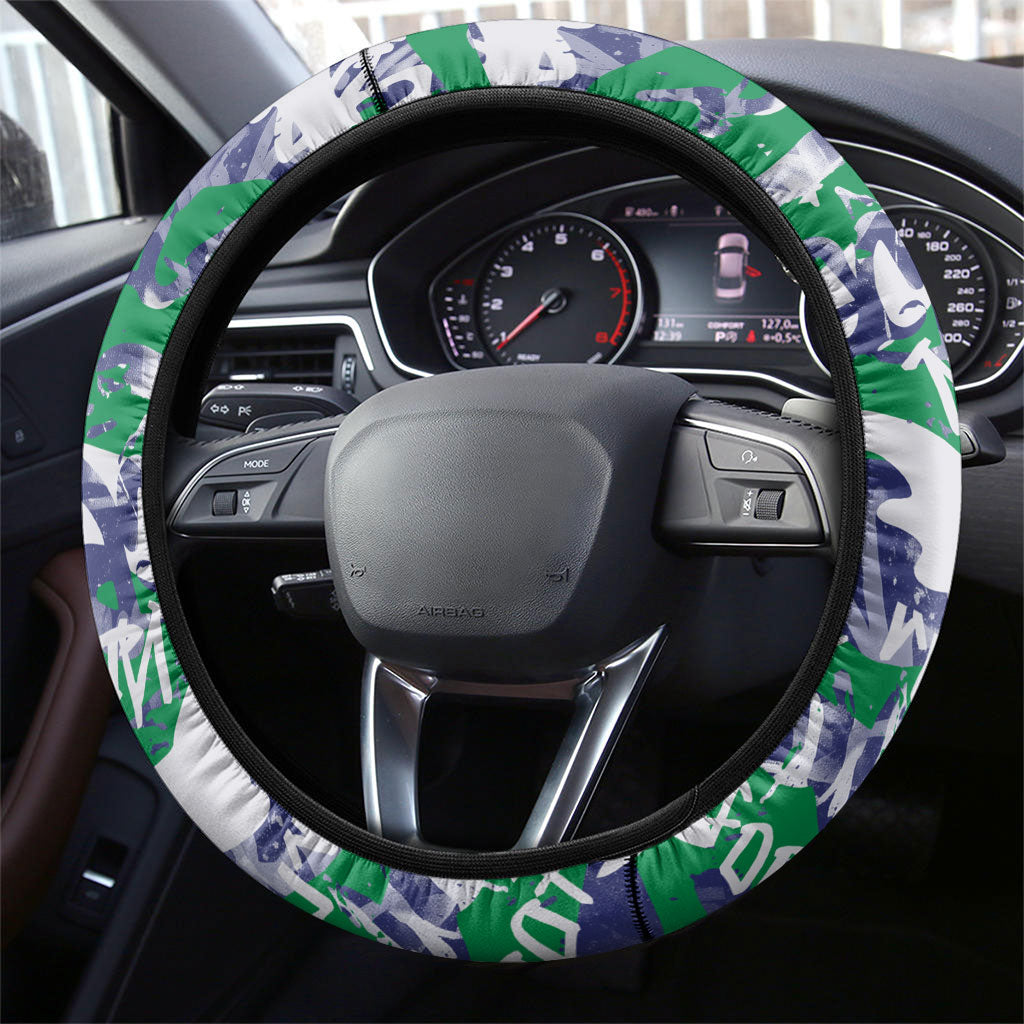 New Zealand Warriors Rugby Steering Wheel Cover Graffiti Typography Urban Camo Abstract Street Style
