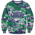 New Zealand Warriors Rugby Sweatshirt Graffiti Typography Urban Camo Abstract Street Style
