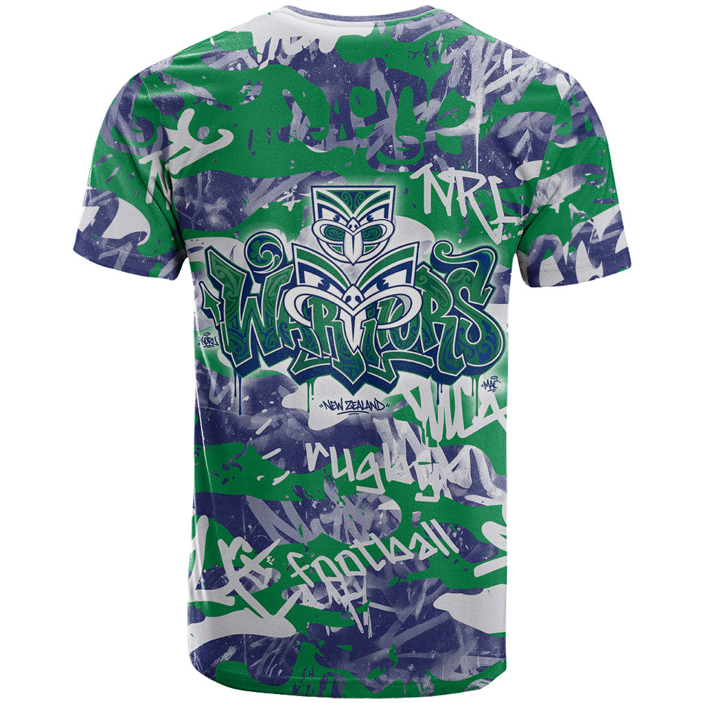 New Zealand Warriors Rugby T Shirt Graffiti Typography Urban Camo Abstract Street Style
