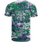New Zealand Warriors Rugby T Shirt Graffiti Typography Urban Camo Abstract Street Style