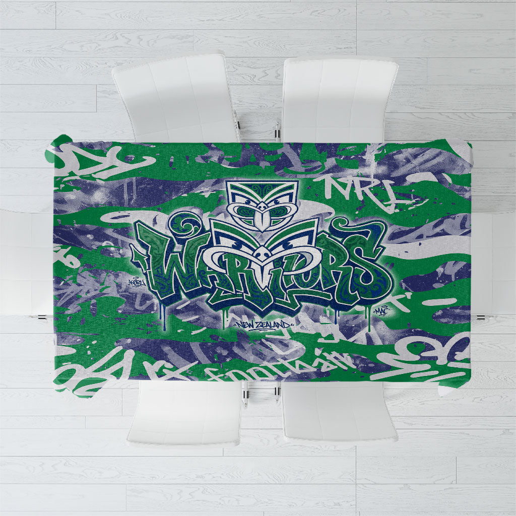 New Zealand Warriors Rugby Tablecloth Graffiti Typography Urban Camo Abstract Street Style